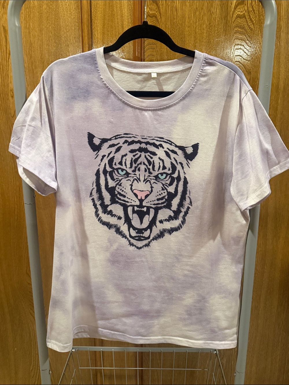 Lilac Tie-Dye Short Sleeve Tee with Tiger Graphic